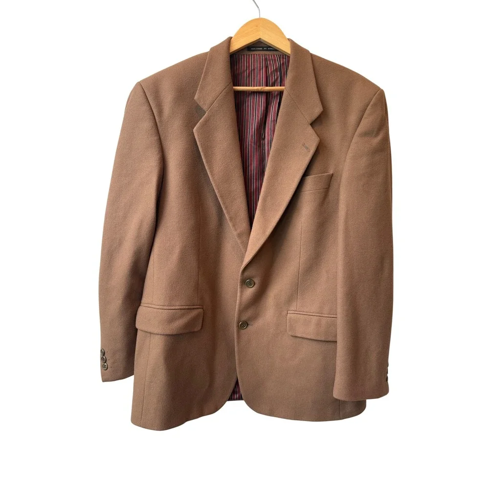 Alexandre London Mens Wool Cashmere Camel Blazer 42R Old Money Two‎ Button Tan